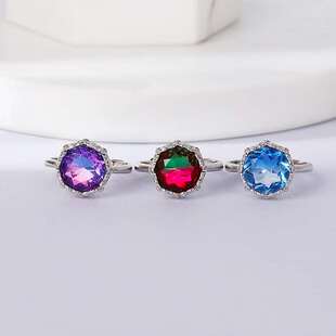 ATJ001 geometric personality ring female braided zirconium S
