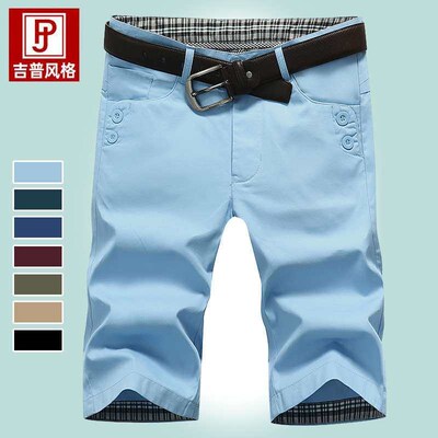 Summer Cotton Mens Pants Youth Five-point Pants Straight Pa