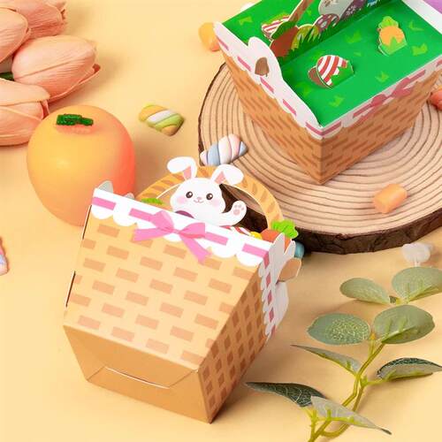 10/20pcs Cute Bunny Paper Cookie Candy Box Easter Theme Rabb