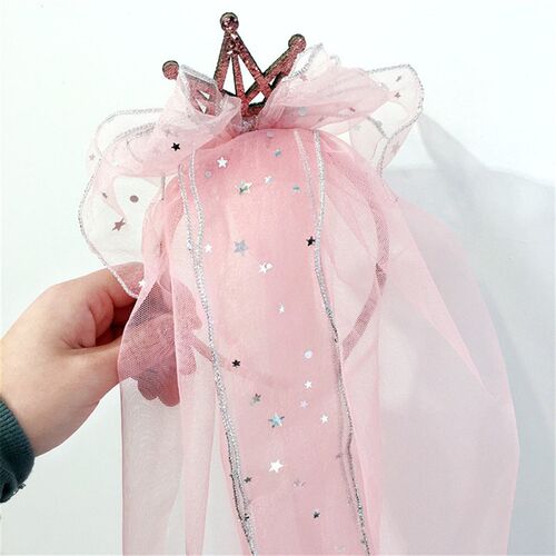 Headbands For Kids Girl Princess Hairbands Yarn Veil Crown B