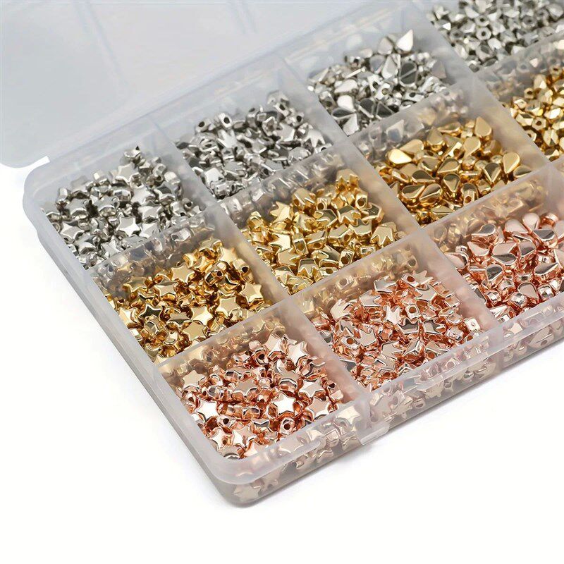 750PCS CCB Star Crown Spacer Loose Beads Gold Silver Color D - 实物图