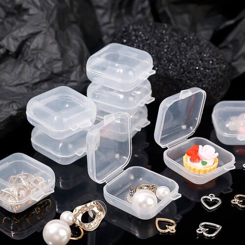 Square 3.5cm Mini Clear Plastic Storage Box Container with H