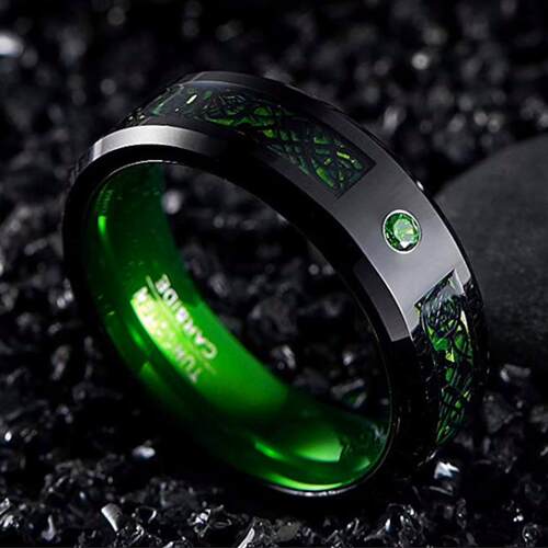 Fashion Black Tungsten Wedding Celtic Dragon Rings For Men I