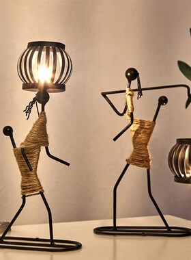 Nordic Creative Metal Candlestick Abstract Character Sculptu