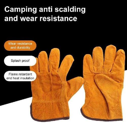 1 Pair Durable Fireproof Welding Gloves Cow Leather