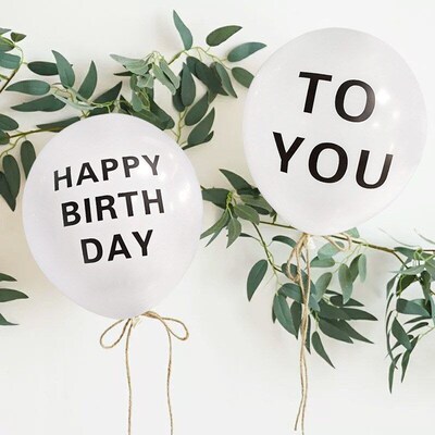 12 Inch White Latex Balloons Happy Birthday to You Balloons