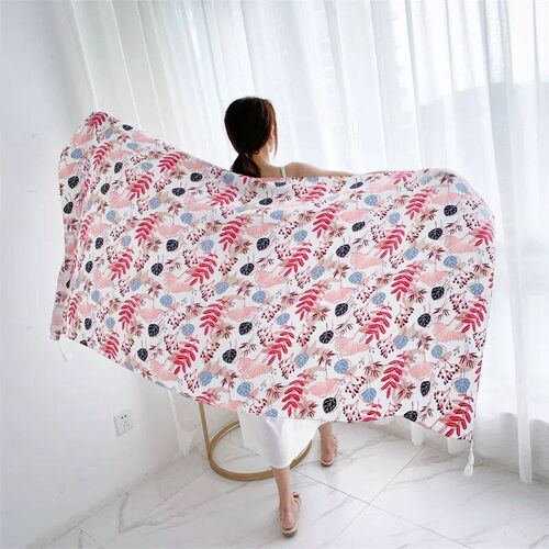 90x185cm Cotton Linen Print Summer Beach Dress Bikini Sarong