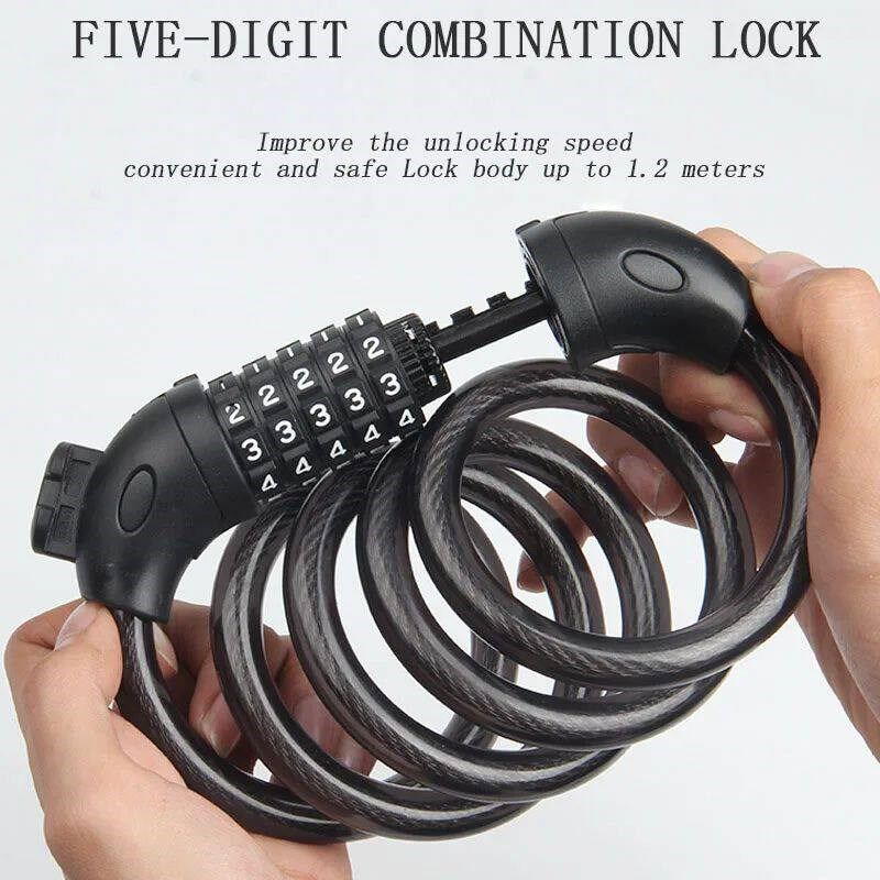 Bicycle lock anti-theft password lock mountain bike cable lo图片
