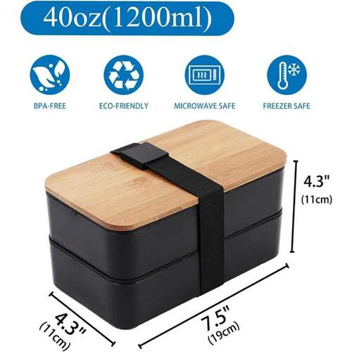 Stackable Bento Lunch Box with Insulated Bag Microwaveable D