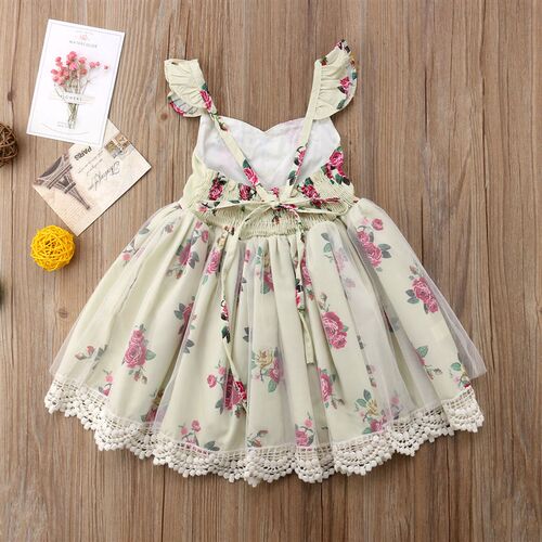 Pudcoco Kids Baby Girls Floral Lace Tutu Dress 2023 Summer W