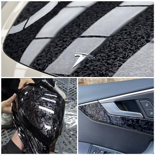High Quality Silver Black Red PET Forged Carbon Fiber Vinyl