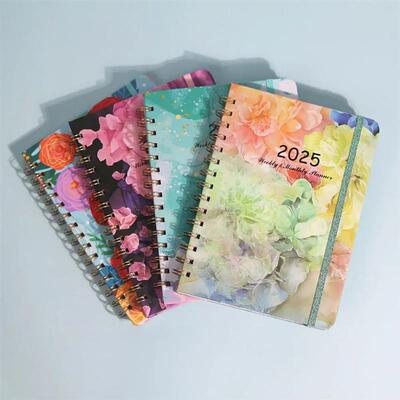 2025 A5 Notebook Spiral Bound Diary Planner with Monthly Tab