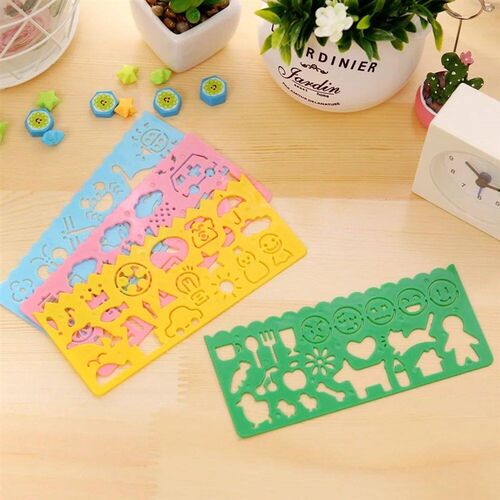 4pcs Kids Drawing Toys Drawing Template Board Plastic Ruler