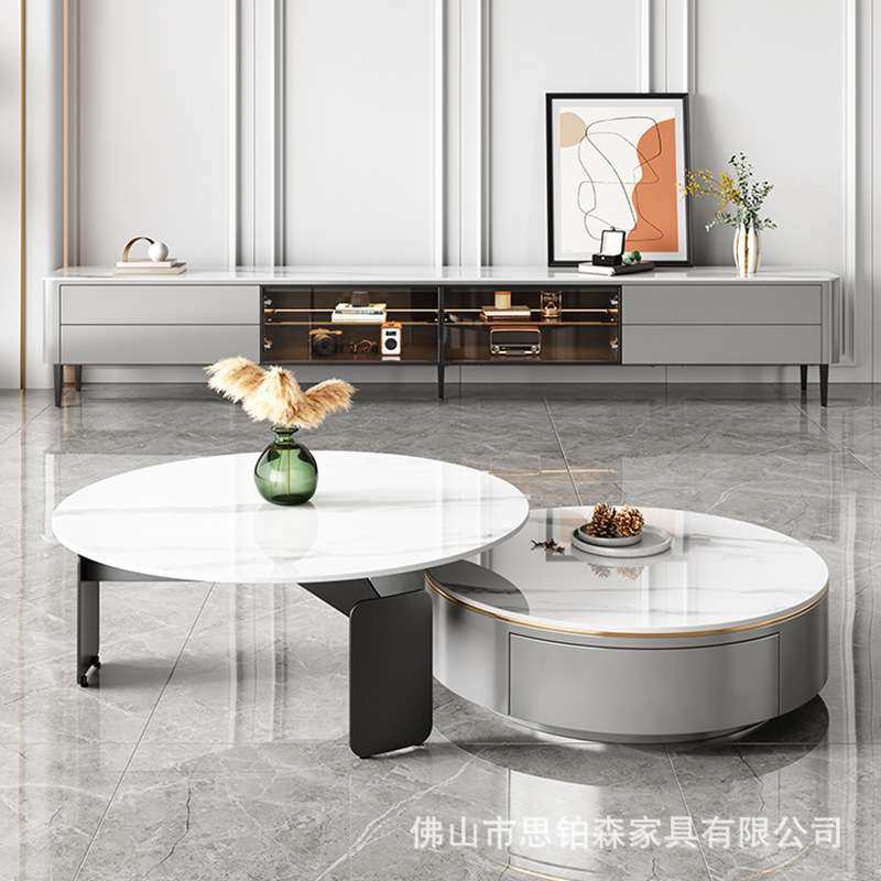 岩板茶几组合小户型客厅圆形高低茶几电视柜轻奢现代简约茶几桌柜,3C数码配件,其它配件,淘宝优惠券,粉丝福利购,淘宝优惠卷