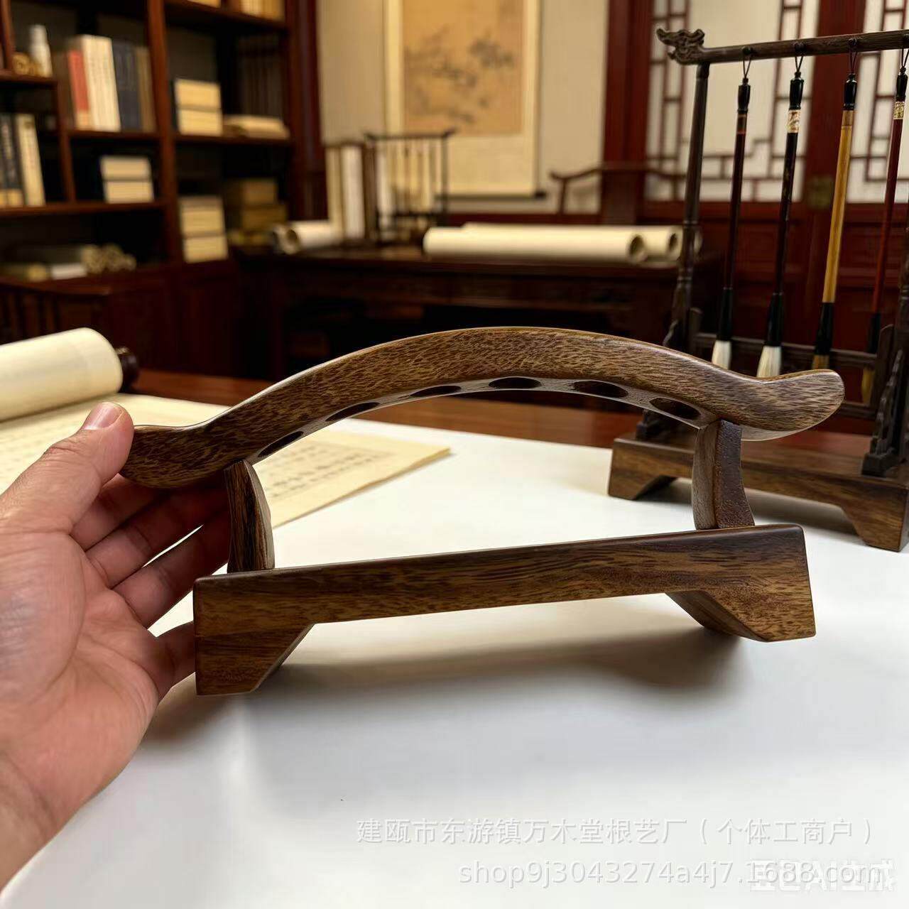 胡桃木茶道架子六君子套装配件大全茶桌茶刀茶夹茶刷泡茶工具茶具