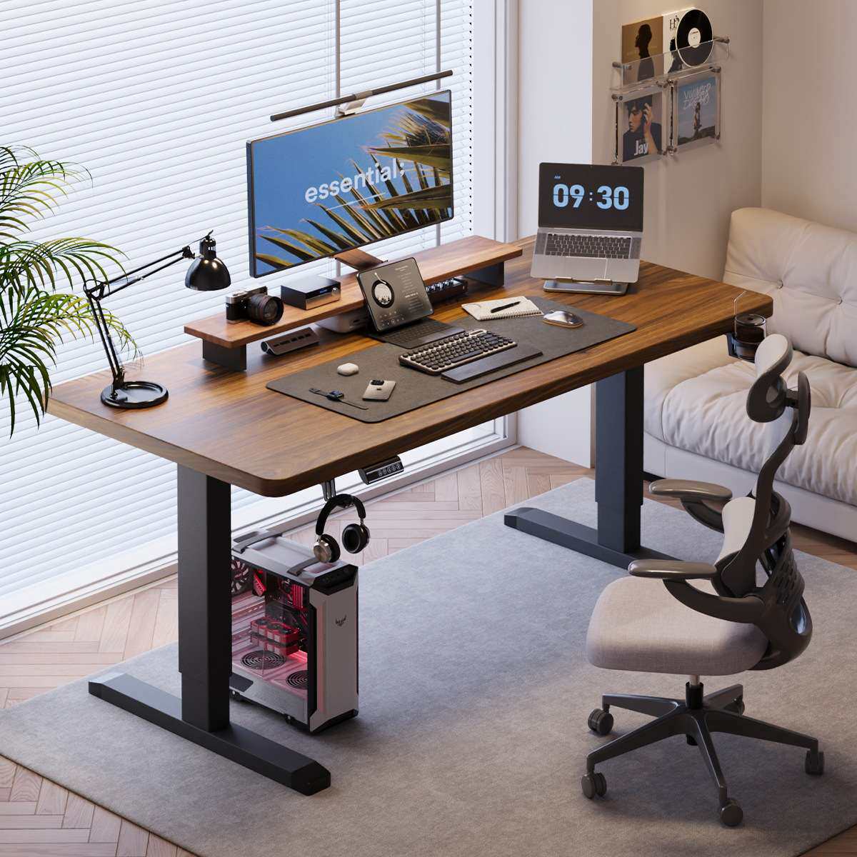 电动升降桌房间卧室智能电脑桌台式家用单双电机可升降电竞桌子