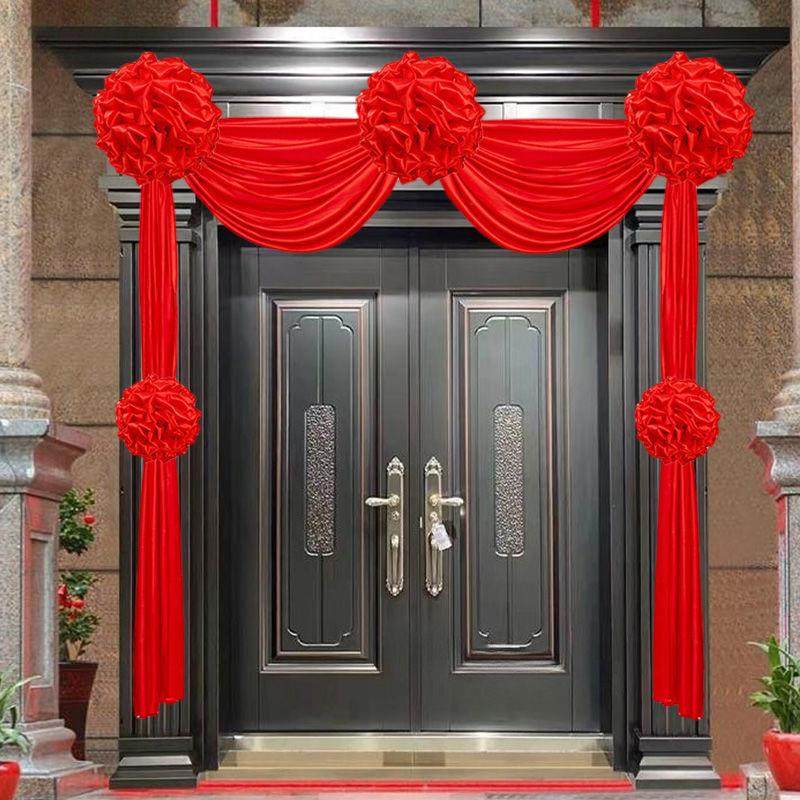 结婚大红花球别墅农村大门装饰乔迁挂红喜庆大红绸布波浪形拉花,节庆用品/礼品,陪嫁用品套装,淘宝优惠券,粉丝福利购,淘宝优惠卷