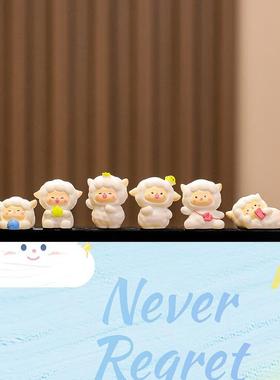 可爱小羊办公室工位显示器装饰摆件家居电脑小摆件桌面迷你小羊新