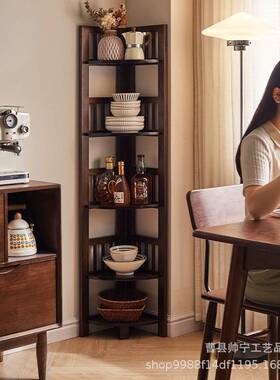 置实木转角角书架物三角储物立式书SN-617-6架落拐角收纳架客厅墙