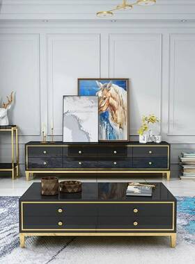 轻奢电柜茶几组合现代简约大小户56284型用视客厅电视机家柜后地