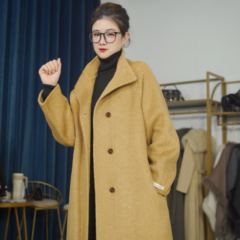 【25808】长款立领双面呢秋冬保暖长款气质羊毛大衣