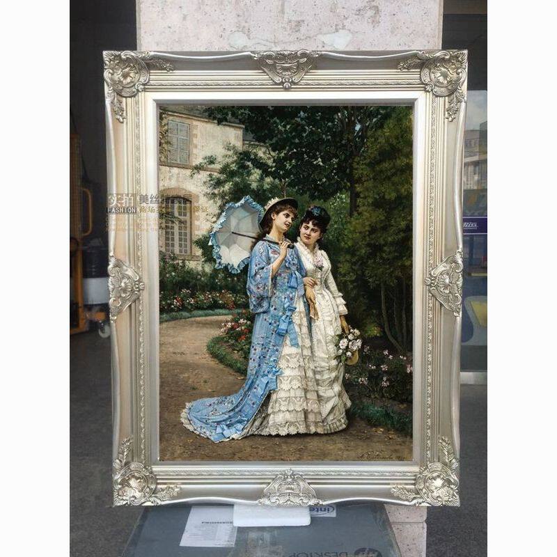 美式法式欧式金色相框挂墙实木油画框外框复古立体角花框玄关雕花