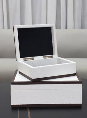 现1171质代摆简约高档木皮革麻花边储物盒收盒纳件客厅卧室家居装