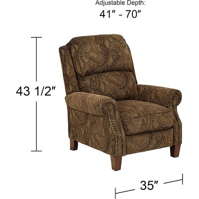 Beaumont Warm Brown Paisley Patterned Recliner Chair Traditi