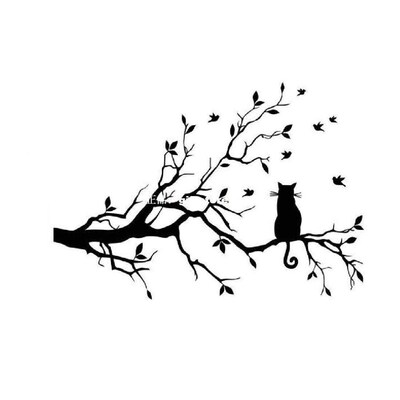 black Cat Branch Wall Stickers Decal Home Decoration Removab
