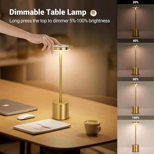 Simple LED Rechargeable Touch Metal Table Lamp Three Colors