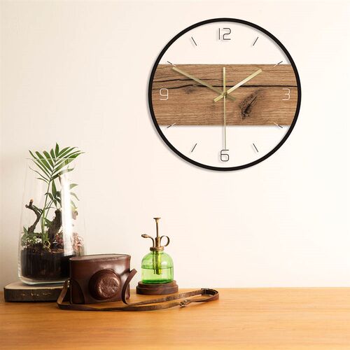 Old Wood Pattern Texture Acrylic Wall Clock Rustic Wood Cabi