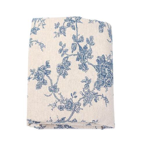 Ins Style French Retro tton Linen Blue Flower Wild Rose Tabl