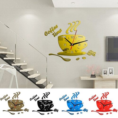 3D Creative Acrylic DIY Mirror Wall Clock Simple Home Digita