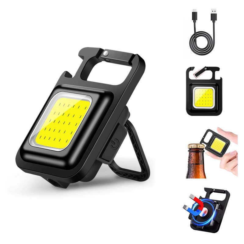 COB Keychain Flashlight 4 Modes Magnetic Base & Bottle Opene图片