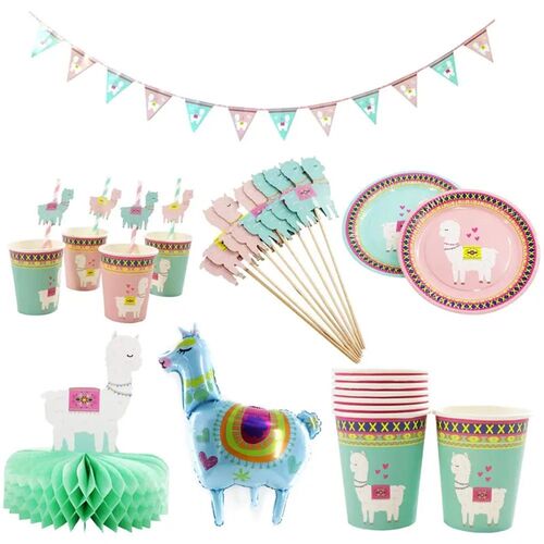 Llama Alpaca Party Disposable Tableware Paper Napkins Plates