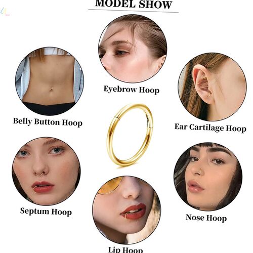 Steel Hinged Hoop Nose Ring for Women Earring Daith Piercing