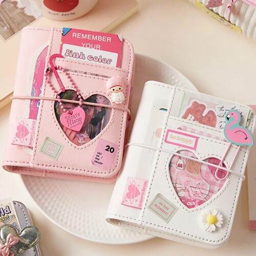 M5 Korean Pink Heart Ring Binder Detachable Portable Travel