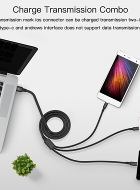 USB Cable 3 in 1 Micro USB Type-C Iphone Data Charger Phone