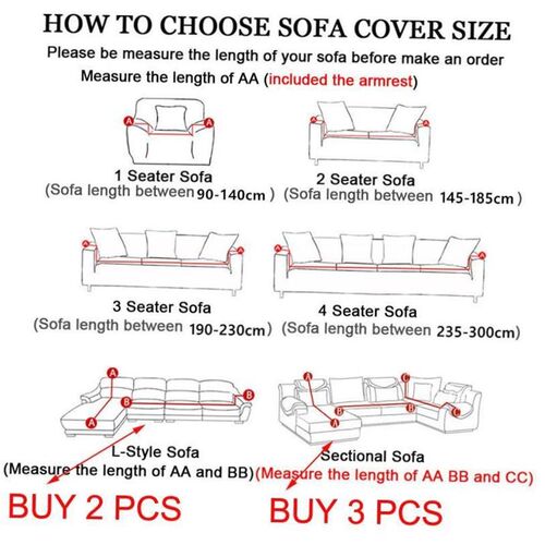 Solid Elastic Sofa Cover for Living Room 1/2/3/4 Seater L-Sh