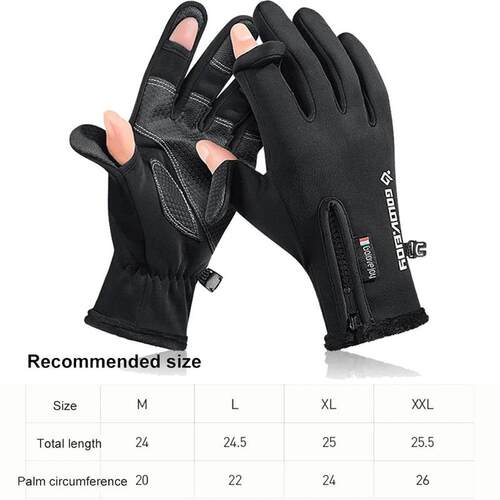 Waterproof Winter Fishing Gloves 2 Finger Flip Windproof Wom