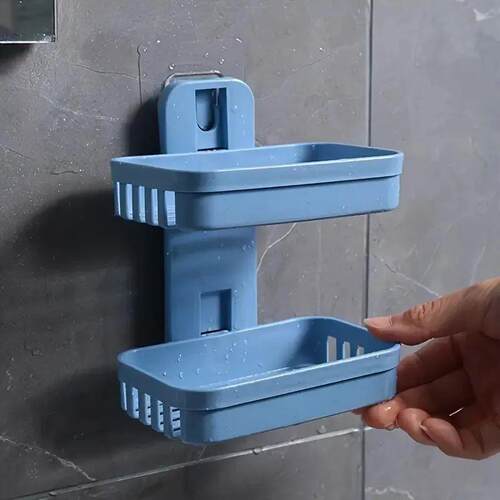 2 Sets of Beige+pink Double-layer Soap Holders, Non Marking