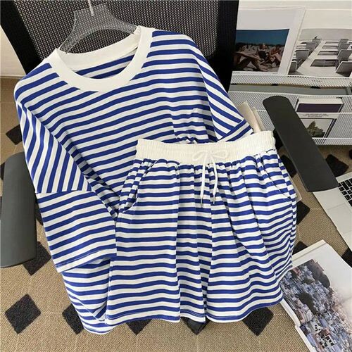 Striped Shorts And Top Sets Short Sleeves Tee Top Short Pant