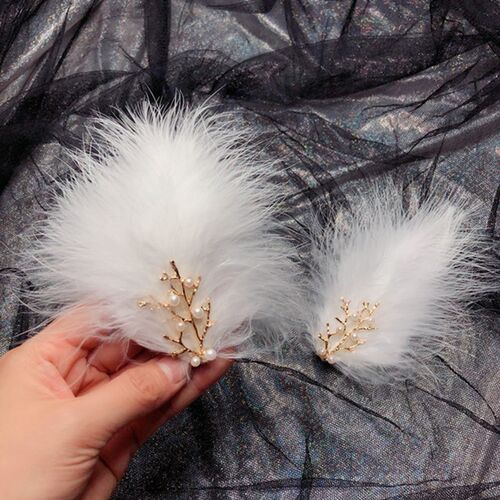 1Pc Feather Hair Clip Crystal Pearl Hairpins Bridal Hair Jew