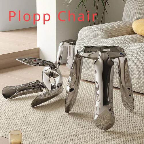 Plopp-Creative Minimalist Metal Inflatable Stool, 3D Stainle