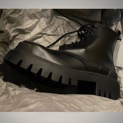 Mens Round Toe Lace-up Niche Fashion Versatile Fashion Thic