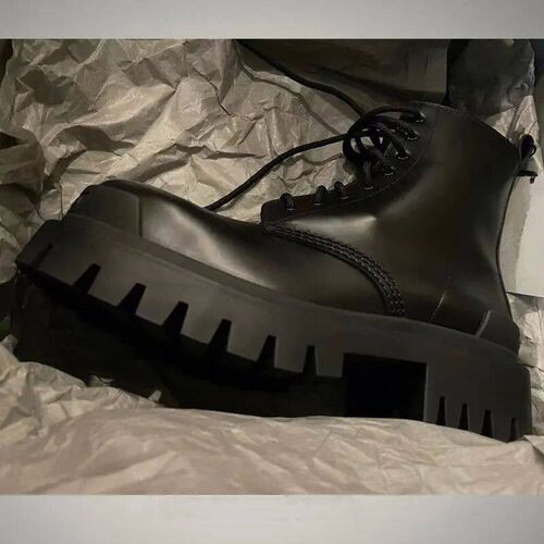 Mens Round Toe Lace-up Niche Fashion Versatile Fashion Thic