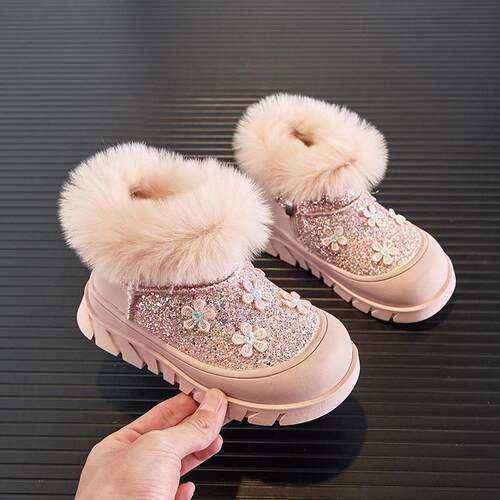 Childrens Snow Boots Girls 2025 Fleece-lined Padded tton Sh
