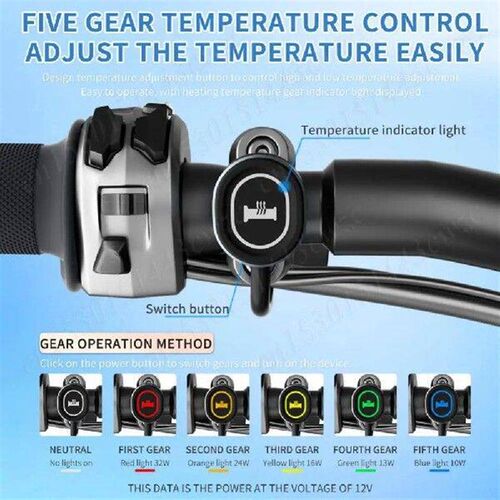 DC 12V Motorcycle A Heated Grip Cover Smart Temperature