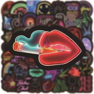 Light Graffiti Guitar 100PCS Laptop Neon Decal Stickers