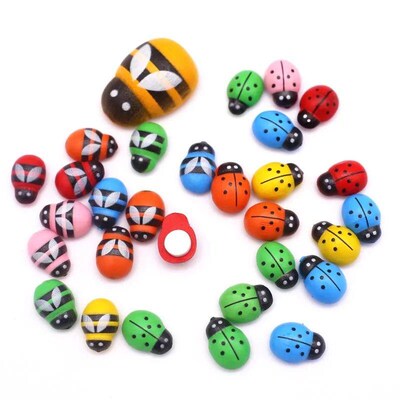 MINI Wood Bee Ladybug Colorful with Glue Home Refrigerator W